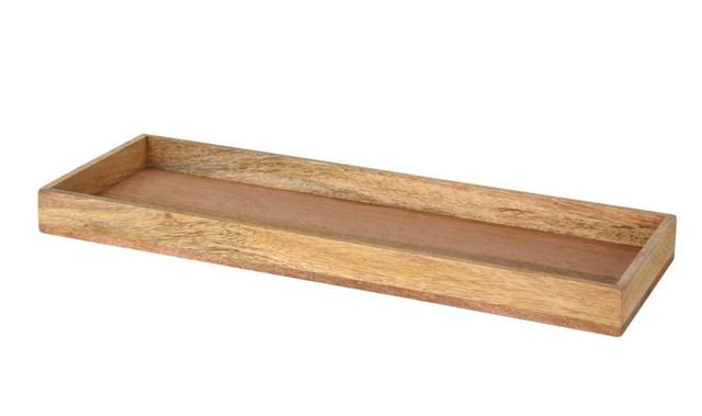Mango Holz Kerzentablett eckig - 50 x 18 cm - Deko Servierschale Advenzkranz Kerzen Tablett massiv rechteckig