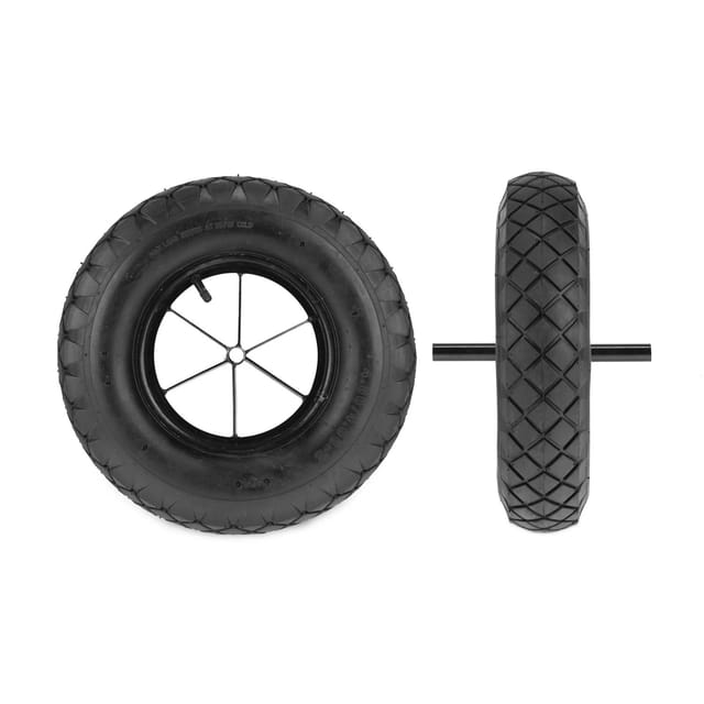 Relaxdays - Schubkarrenrad, 4.80 4.00-8, luftbereift, bis 120 kg, Luftrad mit fester Achse, Ersatzrad Schubkarre, schwarz