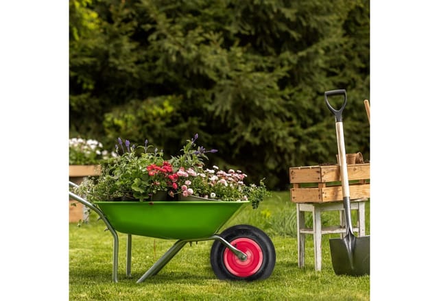Relaxdays - Schubkarrenrad, 3.50-6, luftbereift, 2 pr, Ersatzrad bis 120 kg, Luftreifen m. Ventil, Stahlfelge, schwarz/rot
