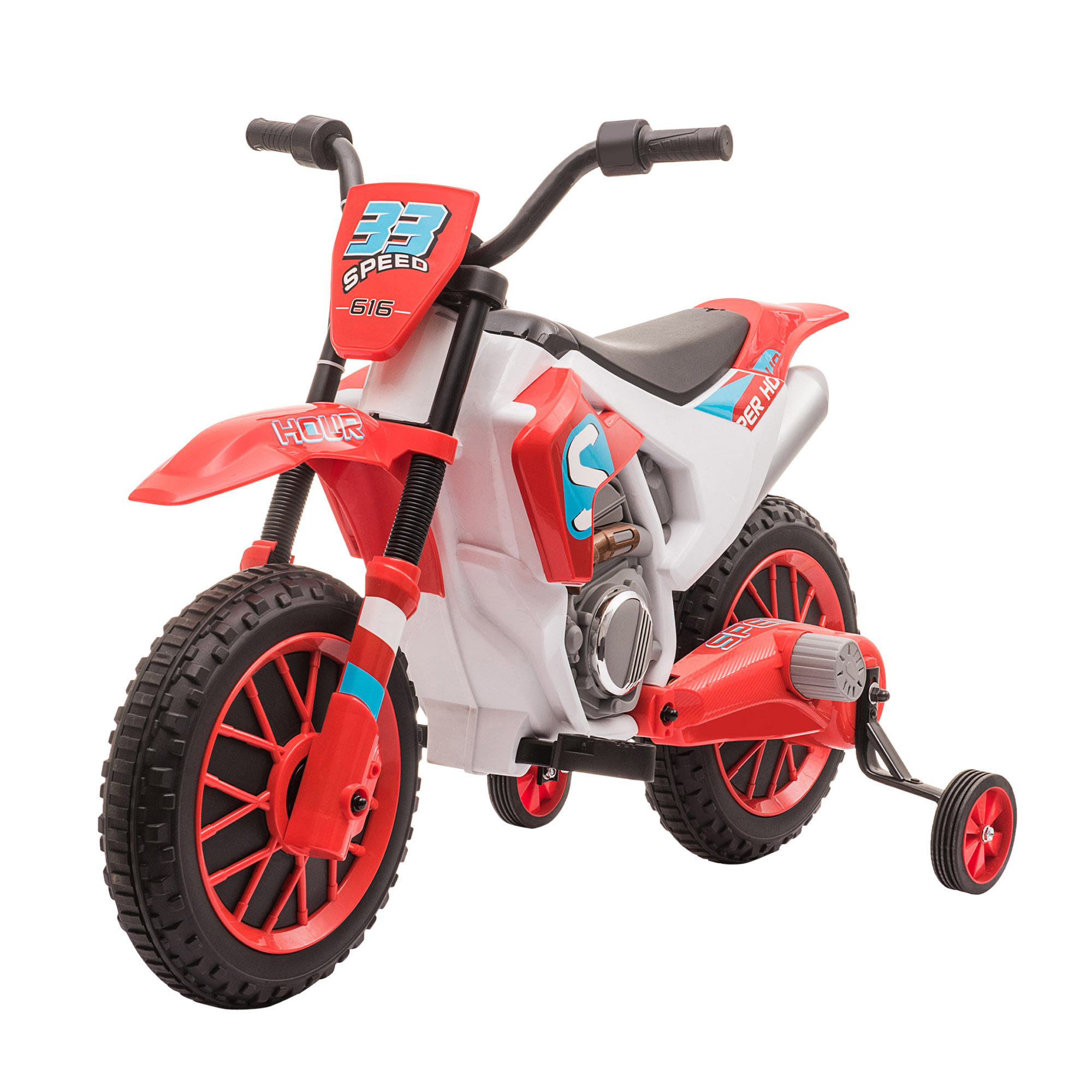 Elektrisches Kinder-motocross-bike (12 V), 3–8 Km/h, Alter 3–5 Jahre, Abnehmbare Stützräder, Rot, 106,5 X 51,5 X 68 Cm