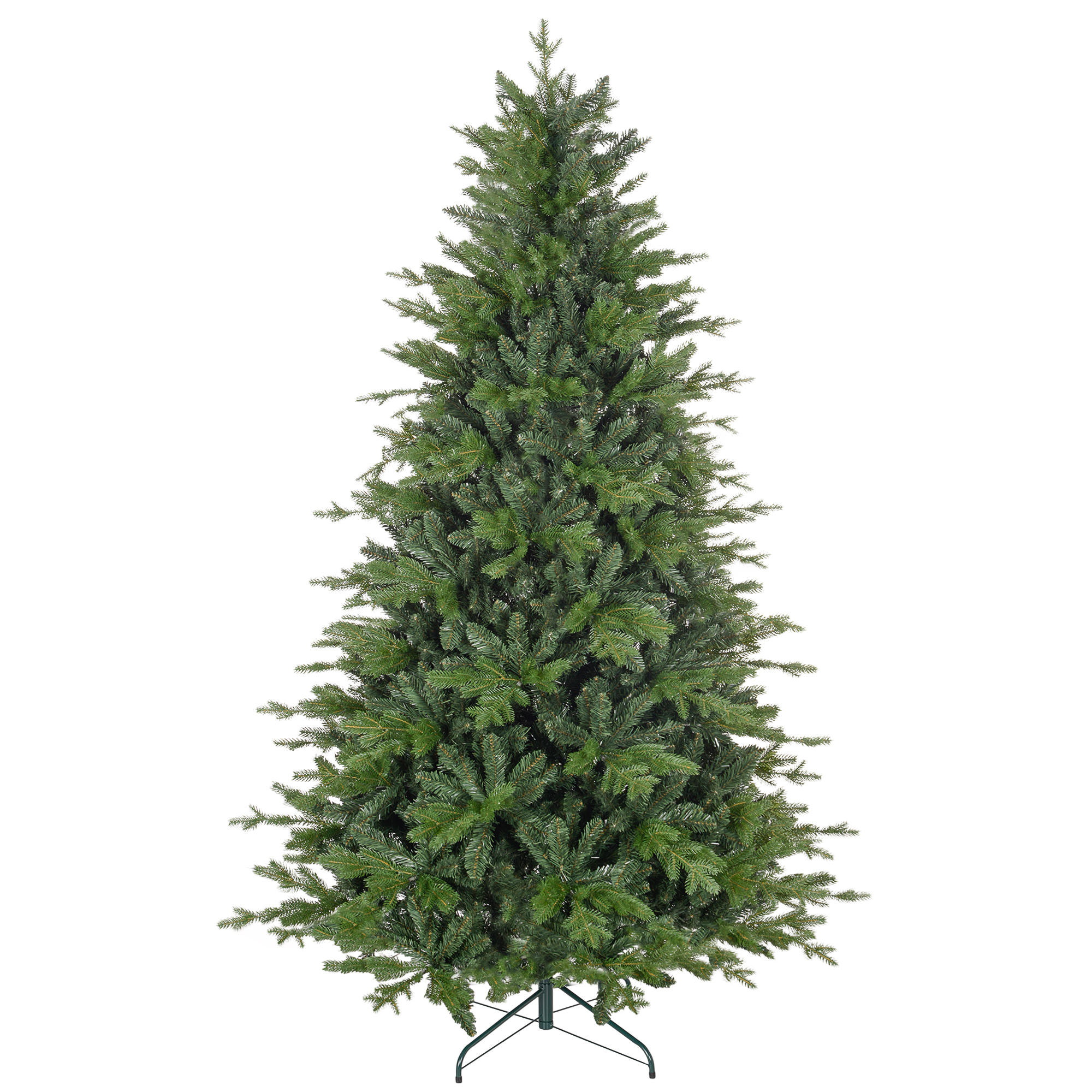 210 Cm Hoher, Grüner Kunststoff-weihnachtsbaum Mit Metallfuß Und 2445 Feuerhemmenden Zweigen