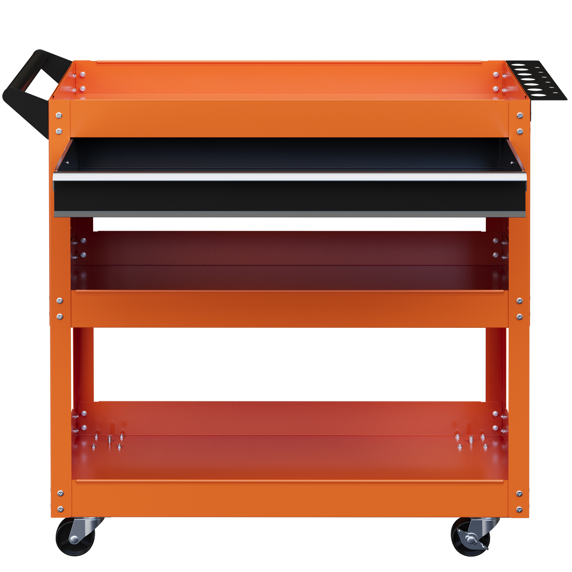 Werkstattwagen Mit Seitengriff, Schublade Und 3 Stahlablagen, 82 X 35 X 76 Cm, Orange