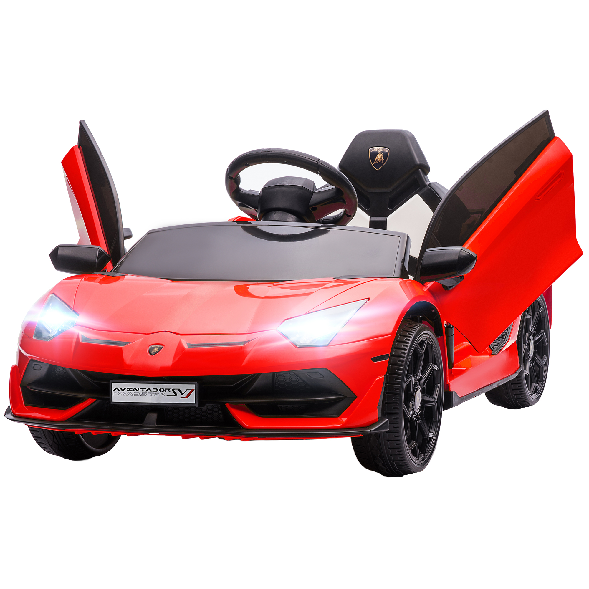 12v Lamborghini-elektroauto Für Kinder Mit Lizenz, Hupe Und Fernbedienung, 107,5 X 63 X 42 Cm, Rot