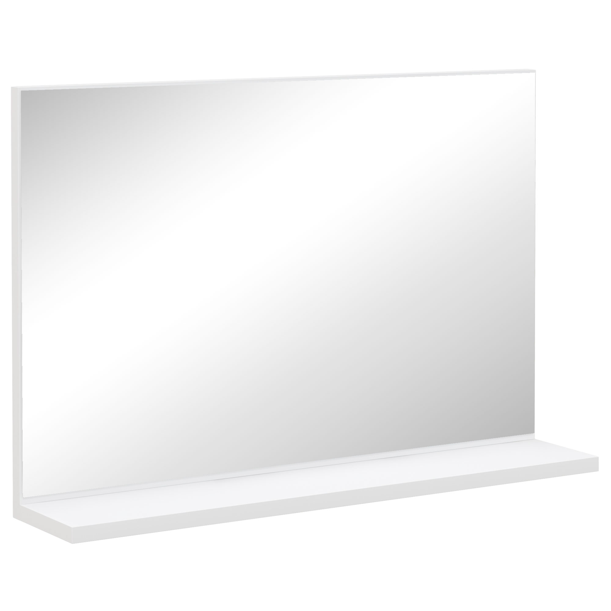 Weißer Badezimmer-wandspiegel Mit Ablage, Modernes Und Vielseitiges Design, 60 X 12 X 40 Cm