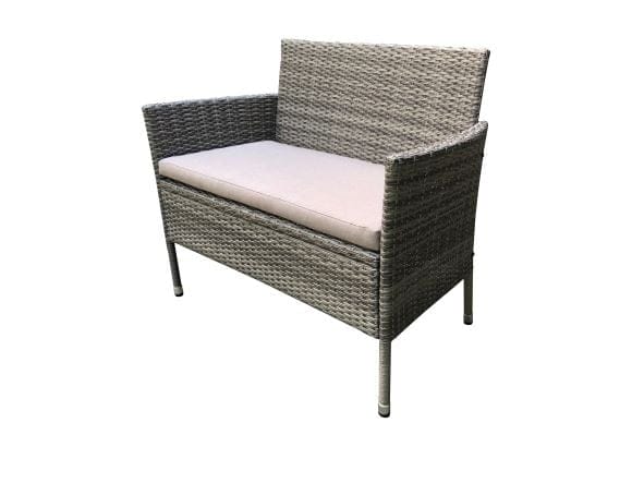 Rattanbank 2 Sitzer Braun Greta 103x59x85cm Gartenbank inkl Sitzkissen - Trendline