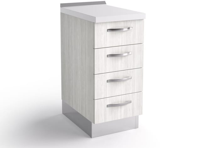 Küchenkommode mit Untergestell 40x60x84 cm aus weißem Alaska-Holz mit vier Schubladen - Massa