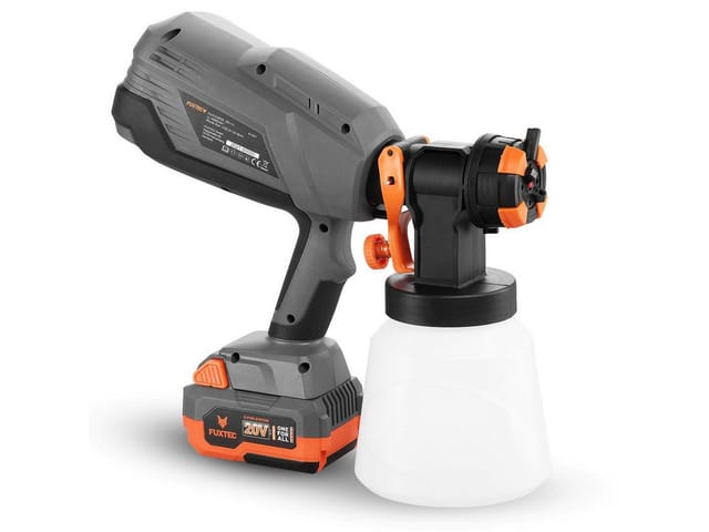 Fuxtec - Akku Farbsprühsystem 20V FX-E1CSP20-SET – 1l Lackierpistole – Farbsprüher mit 3 Sprühmustern und verschiedenen Düsen – Sprühpistole