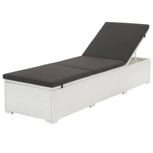 Sonnenliege mit Schwarzer Auflage Poly Rattan Weiß - Vidaxl