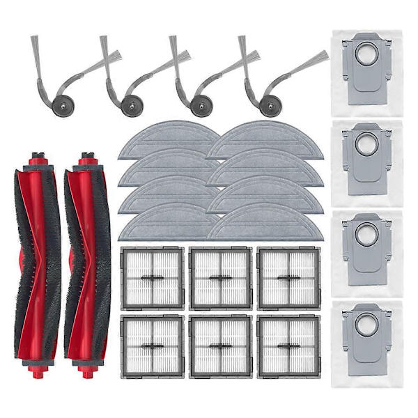 Lot De 24 Pièces De Rechange Pour Q10 S5/q10 S5+/q10 X5/q10 X5+/q10 Vf/q10 Vf+ : Brosse Principale, Brosse Latérale, Filtre, Chiffon De Nettoyage Et Sac À Poussière.