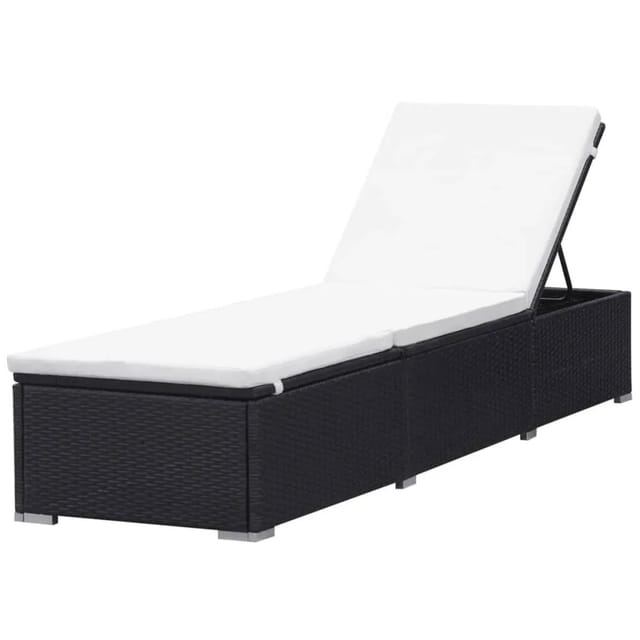 Vidaxl - Sonnenliege mit Cremeweißer Auflage Poly Rattan Schwarz