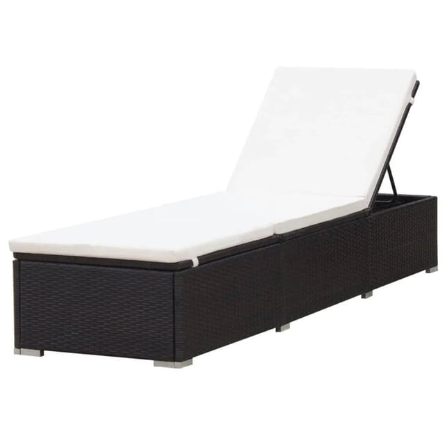 Sonnenliege mit Auflage in Cremeweiß Poly-Rattan Braun - Vidaxl