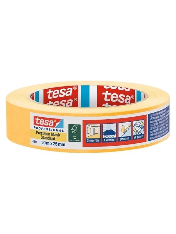 tesa PRECISION STANDARD 04344-00003-00 Kreppband Präzisionskrepp® Gelb (L x B) 50 m x 25 mm 1 St.