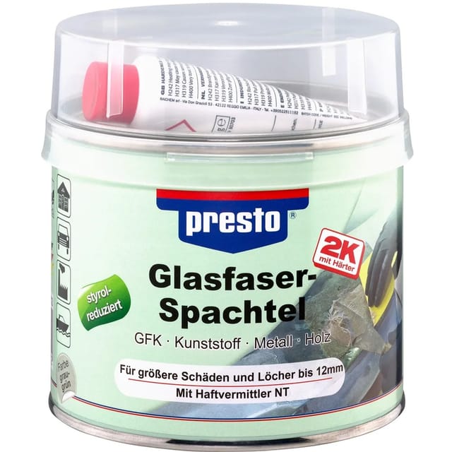 2K-Glasfaserspachtel grau-grün,Härter rot 1000g Dose