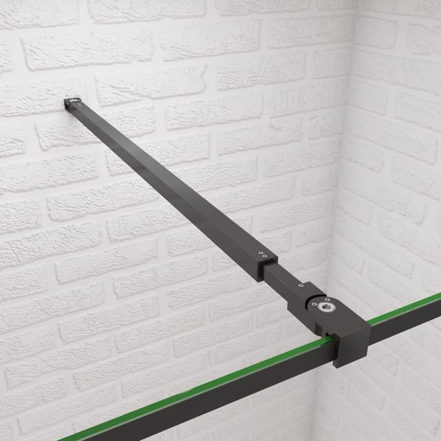 Duschparadies-de - 730-1200mm(rund & einstellbar)Schwarze Haltestange für Duschwand Stabilisator für Glasstärke 8/10mm