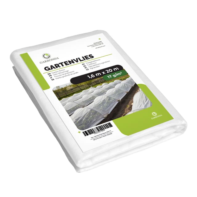 Garronda Pflanzenschutzvlies Gartenvlies Abdeckvlies 17 g/m² 1,6 m x 20 m Weiß für Frostschutz Pflanzen und Pflanzenschutz im Garten für Frühbeet und