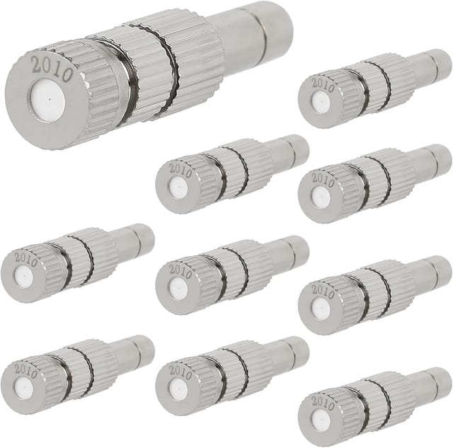 Packung mit 10 Niederdruck-Sprühdüsen aus 0,2 mm starkem Keramikmessing mit Filter für 6-mm-Anschluss