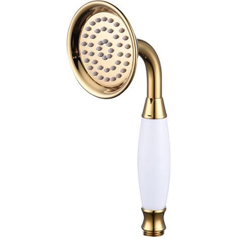 Goldener Keramik-messing-duschkopf – Runde Handbrause – Rostbeständig – Angenehmer Wasserstrahl – Einfache Installation
