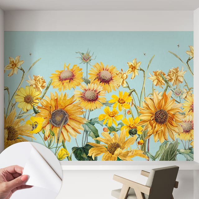 Selbstklebende Tapete modern Wohnzimmer - Wanddeko Schlafzimmer - Tapete mit Motiv Sommergarten 152x104 cm
