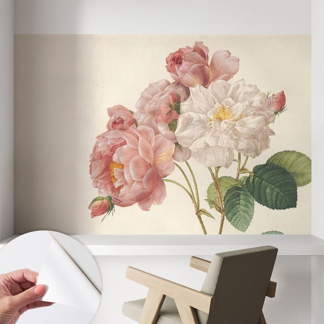 Fototapete Selbstklebend - Wandtattoo - leicht anzubringen - Wandverkleidung Romantische Rosen 104x70 cm
