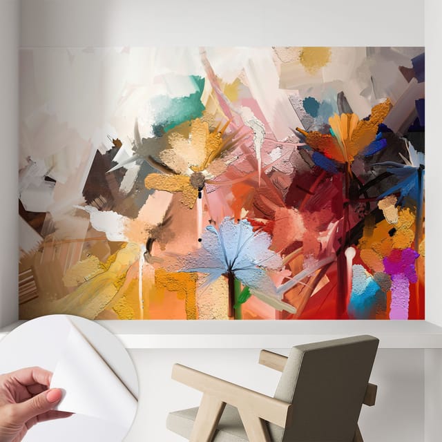 Fototapete Selbstklebend - Wanddekoration - Wandfolie - 3D Tapete Wand - Wohnungsdeko Blumenabstraktion 104x70 cm