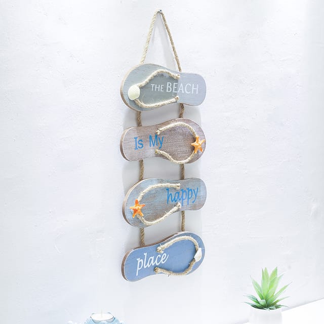 Stranddeko Mit Flip-flops, Wandanhänger In Flip-flop-form, Holzpantoffeln, Wanddeko, Türhänger, Strand-thema, Grau, Blau