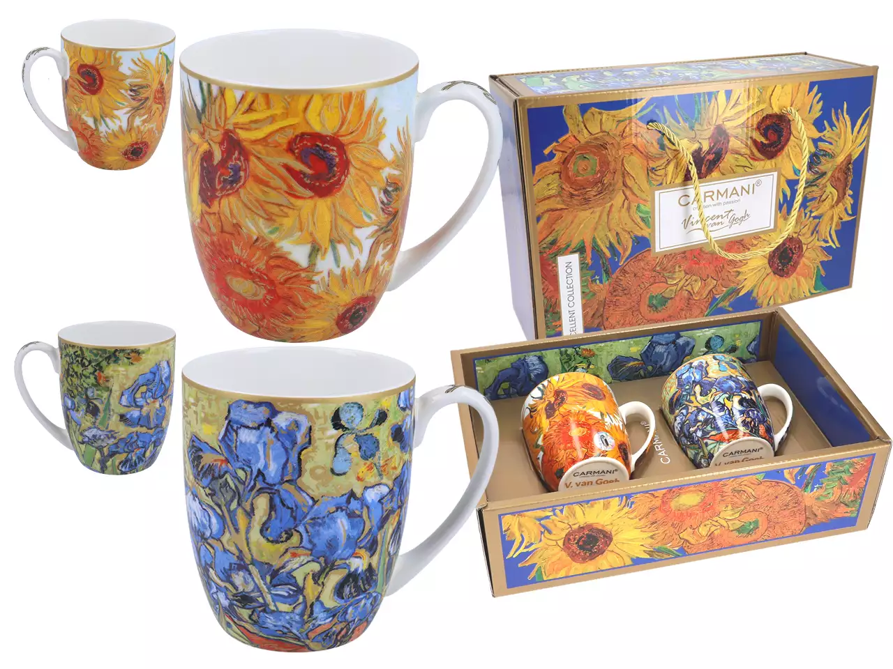 Set Mit 2 Van Gogh Sonnenblumen Und Schwertlilien Carmani-tassen