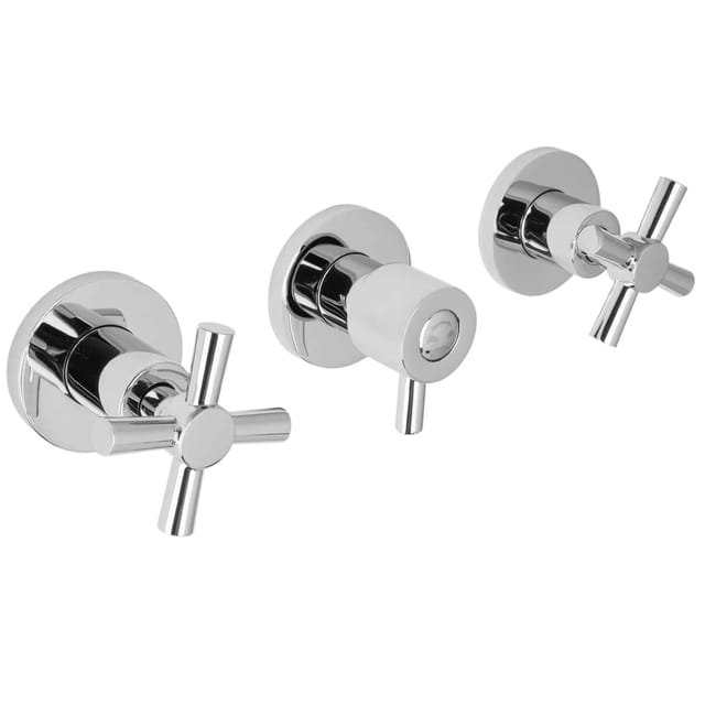 Paulgurkes - 3-Loch Design Duscharmatur Wannenmischer Unterputzarmatur Kreuzgriff