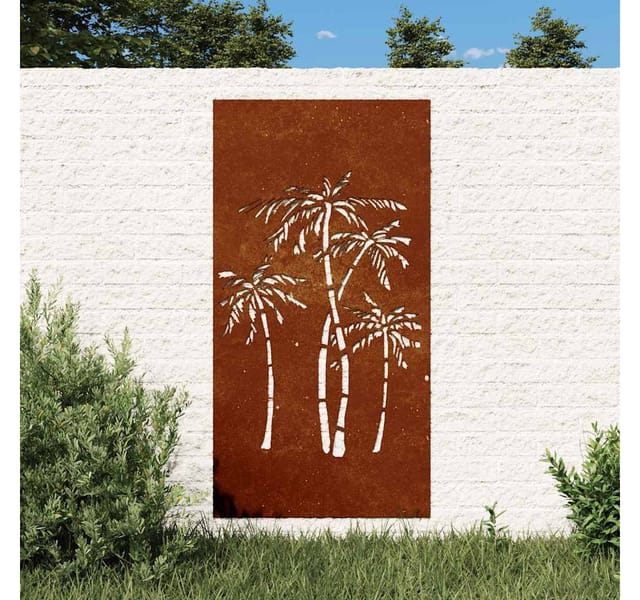 Garten-Wanddeko 105x55 cm Cortenstahl Palmen-Design Vidaxl