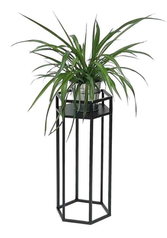 Dandibo - Blumenhocker Metall Schwarz 6eck 50 cm Blumenständer Blumensäule 96453 s Pflanzenhocker Modern Pflanzenständer