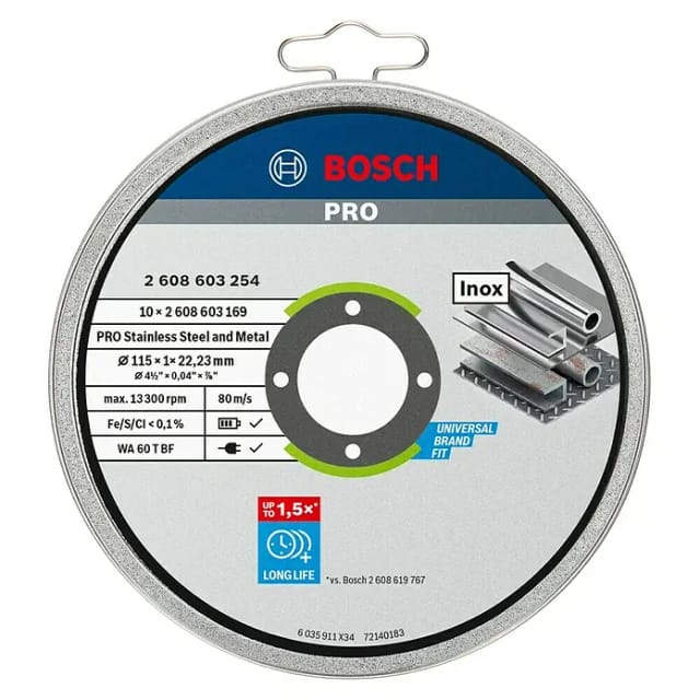 Bosch Trennscheibe gerade Standard for Inox - Rapido WA 60 T BF, 115 mm 10 Stk