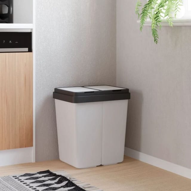 Duo Mülleimer Weiß 2x25 l Vidaxl