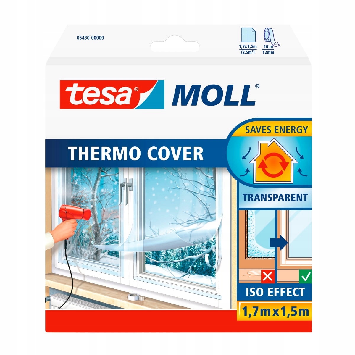 Tesa Wärmedämmfolie, Zweite Fensterscheibe, Transparent, 1,7 M X 1,5 M