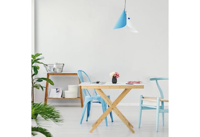 Relaxdays Klapptisch höhenverstellbar, Bambus & MDF, HBT 70x105x50 cm, Esstisch in Küche, Wohnzimmer, Balkon, natur/weiß