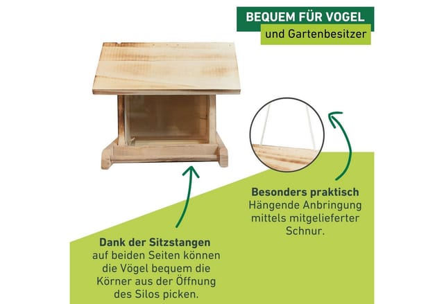 Windhager - Futterhaus aus Holz 22 x 19,5 x 20,5 cm