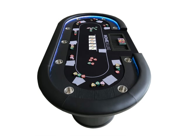 Led Pokertisch full house - Für 9 Personen Pokerauflage Pokertable Casino Chiptray - Home Deluxe