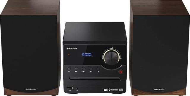Sharp XL-B517D(BR) Micro-Stereo-Sound-System mit DAB-Radio, DAB+, FM, Bluetooth, CD-MP3, USB-Wiedergabe, Holzlautsprechern und 45W Farbe braun
