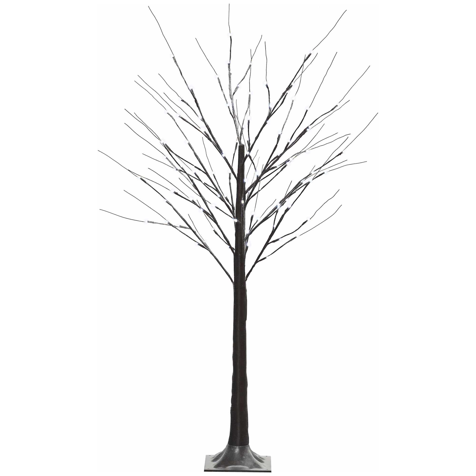 Künstliche Birke Mit Led-beleuchtung, 96 Kaltweiße Mikro-leds, 150 Cm, Braun
