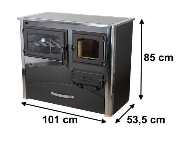 Eek a Kaminofen mit Backfach und Herdplatte mit Glaskeramik ABC Concept 2 Air Links Mehrfachbelegung Holzofen 11,6 kW Kamin Ofen Holz Werkstattofen