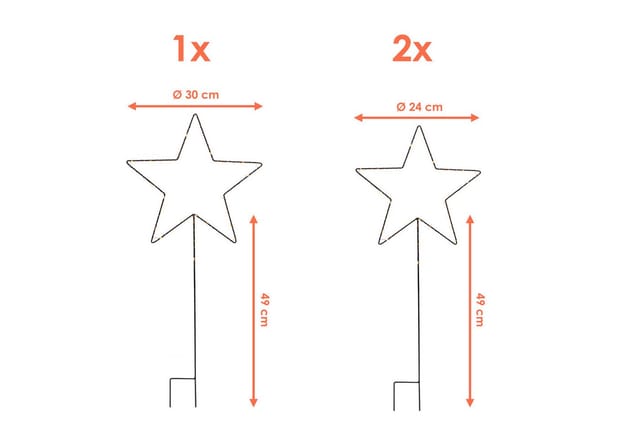 Led Gartenstecker Stern 3er Set - 28 / 24 cm - Garten Deko Beleuchtung Weihnachten Advent Winter - mit Timer Funktion Batterie betrieben
