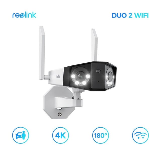 Reolink - 4K Dual-Lens wlan Überwachungskamera Aussen, 180° Ultra-Weitwinkel, Person-/Fahrzeug-/Haustier-Erkennung, 2,4/5 GHz WiFi, Farbnachtsicht,