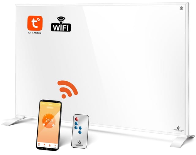 KESSER® Infrarotheizung Energiesparend Infrarot 2in1 Standgerät & Wandmontage Elektroheizung mit Fernbedienung Thermostat & App-Steuerung Timer Weiß