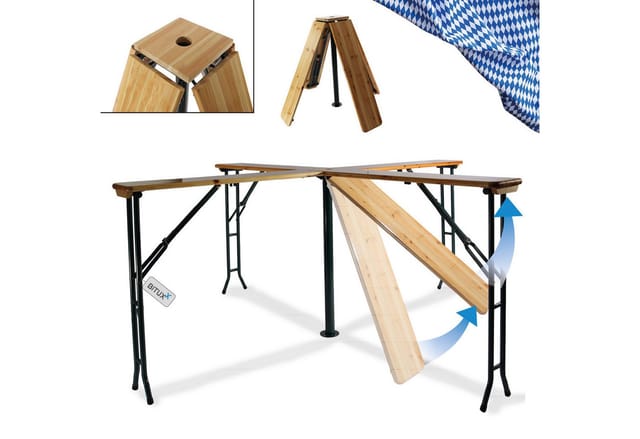 Bierzeltgarnitur Festzeltgarnitur Biertisch Stehtisch Bierzelttisch Quattro klappbar Kreuzform 241cm - Bituxx