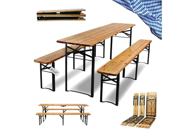 Bierzeltgarnitur Biertischgarnitur Bierbankgarnitur Festzeltgarnitur Biergartengarnitur Bierbank Biertisch Klappbar 1x Tisch 2x Bänke 220cm - Bituxx