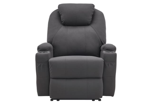 M Mcombo Elektrisch Relaxsessel Massagesessel Fernsehsessel Liegefunktion Vibration Heizung 7061 neues Modell (Dunkelgrau-Mikrofaser)