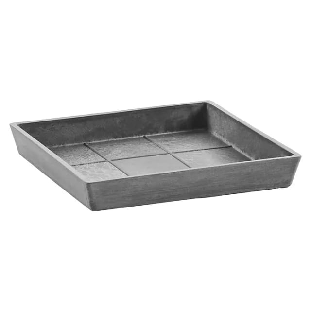 Ecopots Untersetzer Square 20 für Blumentöpfe – L 18 cm x B 18 cm x H 2,5 cm – Grau – Innen- und Außenbereich