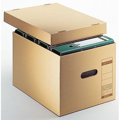 Archivbox Premium 33,5 x 28 x 44 cm (b x h x t) din A4 mit Archivdruck Wellpappe recycelt/Natronpapier kaschiert naturbraun