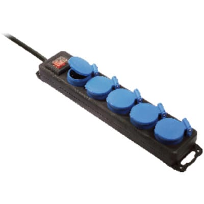 As Schwabe 38609 Steckdosenleiste mit Schalter 5fach Schwarz, Blau Schutzkontakt 1 St.