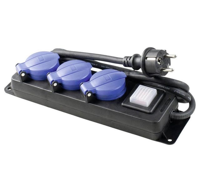 As-schwabe - as Schwabe 38603 Steckdosenleiste mit Schalter 3fach Schwarz, Blau Schutzkontakt 1 St.
