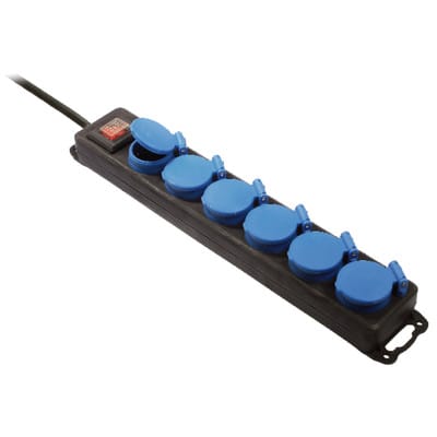 As Schwabe 38606 Steckdosenleiste mit Schalter 6fach Schwarz, Blau Schutzkontakt 1 St.