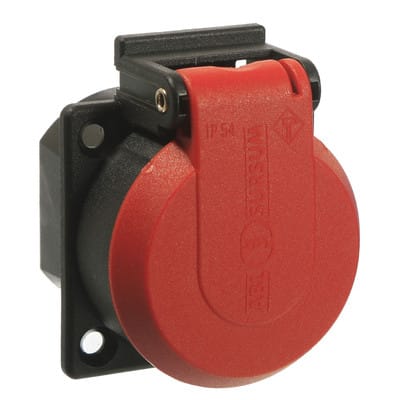 ROT - as Schwabe SchukoEinbaudose 250V 16A1fach mit Klappdeckel 45080